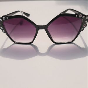Black and Violet Hue Rhinestone Sunglasses